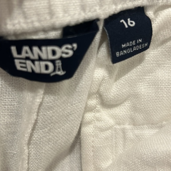 Land’s End 100% Linen High Rise White Crop Pants Women Size 16 White - Picture 4 of 13